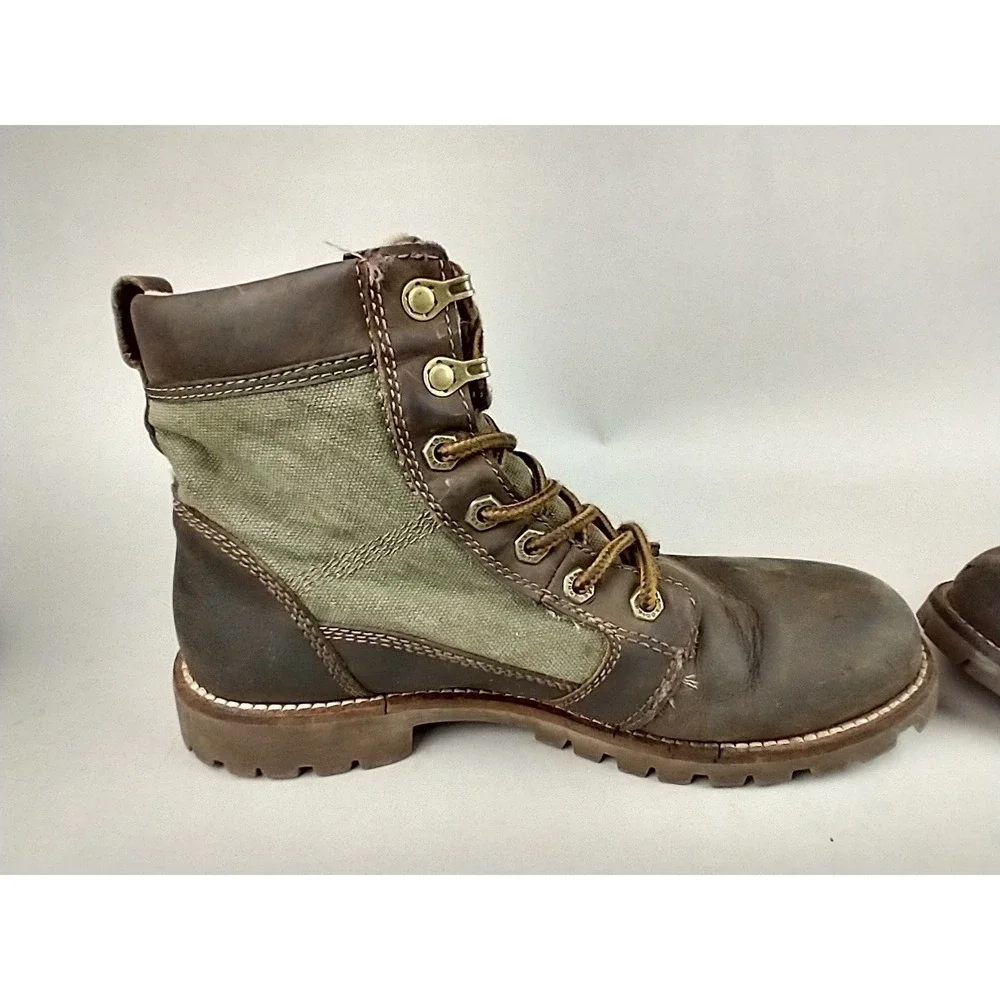 Kodiak Thane Waterproof Boot GreenBrown‎ Leather Mens Size 8 Ankle Canvas Rugged